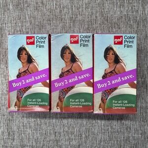 Lot of 3 GAF 126 INSTAMATIC COLOR PRINT FILM SOLD AS IS FOR DISPLAY Expired 1973